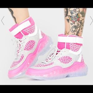 high top diamond grid sneakers